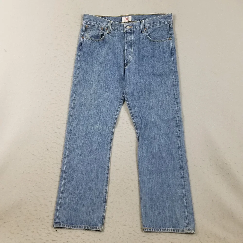 Levi's Jeans Mens 36x32 Blue 501 Original Straight Leg Button Fly Denim